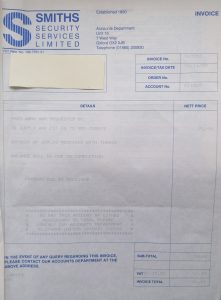 Smiths paperwork from 1997
