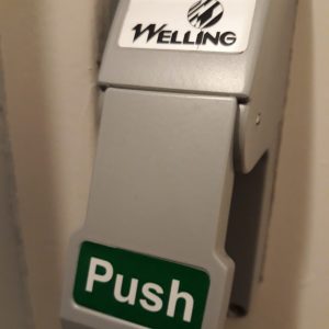 Exit push handle